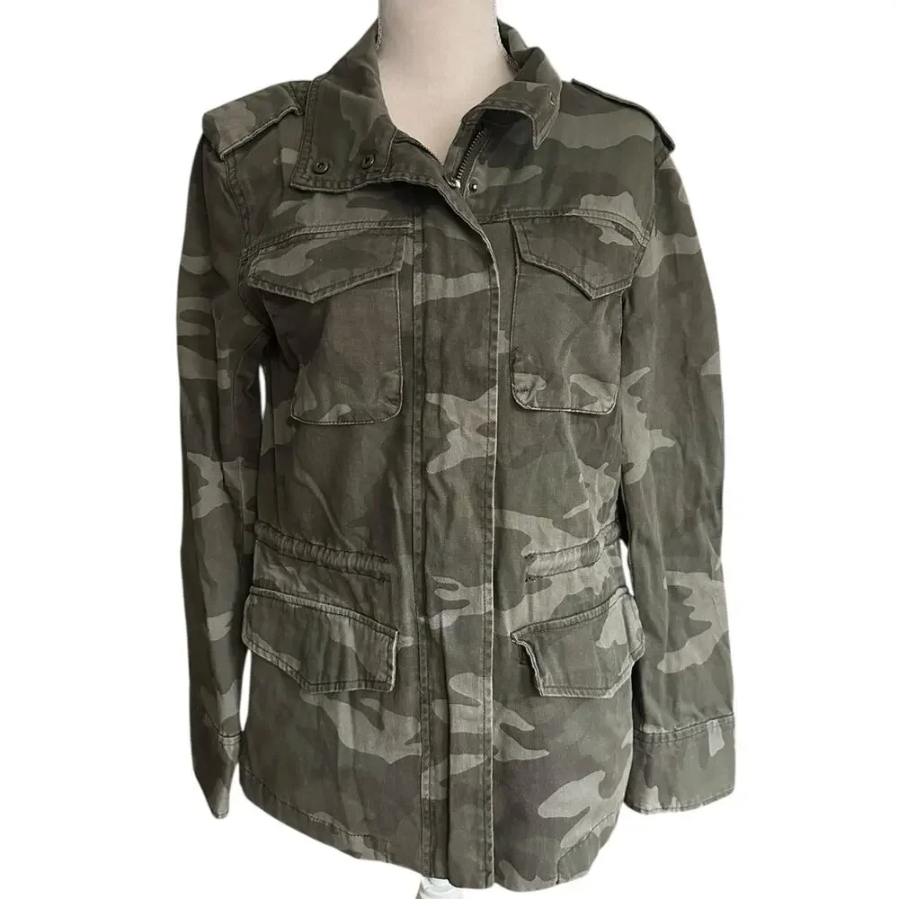 Aeropostale Olive Green Camo Military Utility Jacket Women's S Gorpcore Cotton